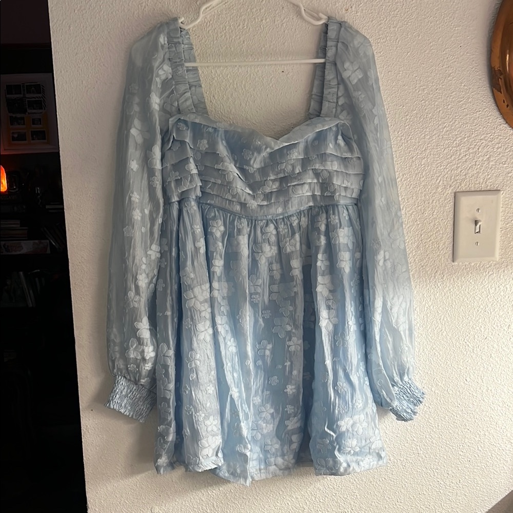 Lulu's Light Blue Floral Dress